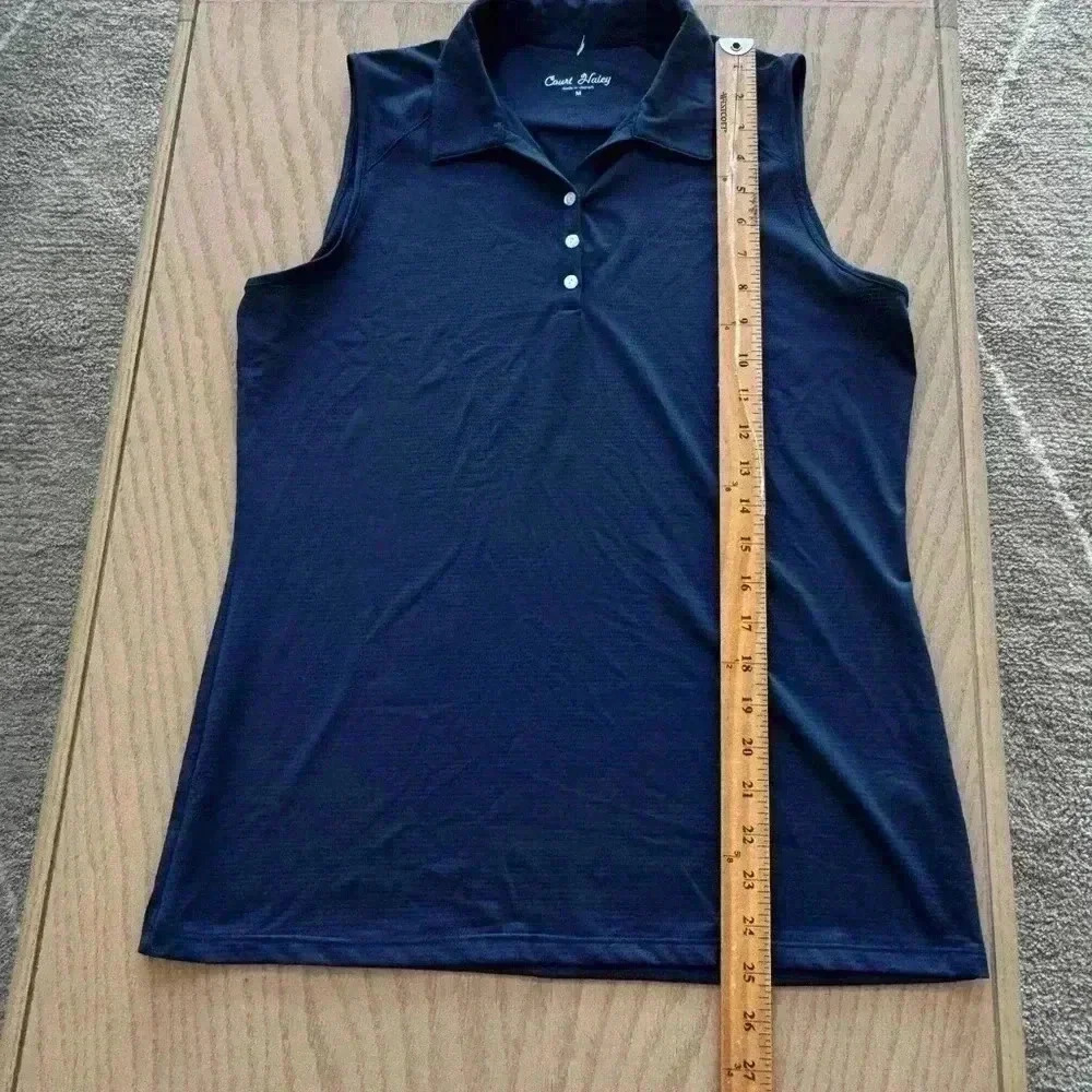 Court Haley Sleeveless Polo Navy Blue Medium - Picture 5 of 7